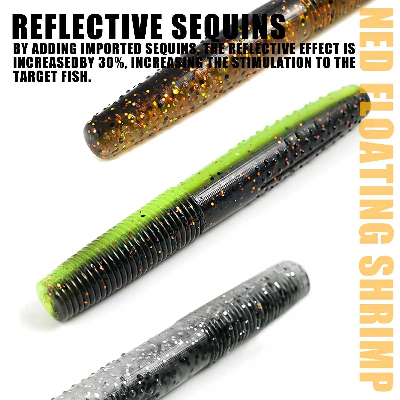 SAMOLLA Floating Worms Bass Fishing Lure Soft Plastic Artificial Bait Ned Wacky Rig Tpe Floating Weightless Leurre Souple Wobble The jack market .AU The jack market .AU Fishing Gear $ 21 14:29#A;5:100014443#4CM 10PCS