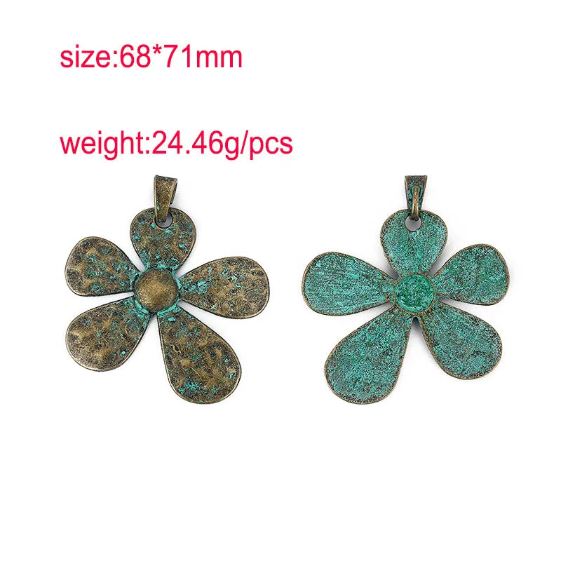 2pcs/lot Verdigris Patina Elephant/Heart/Leaf/Flower/Dragonfly/Butterfly/Swirl/Wing Pattern Pendant Fashion Jewelry Material