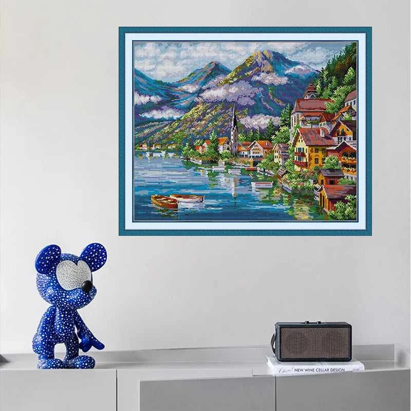 Joy Sunday Alpine Village Landscape Cross Stitch DIY Embroidery Complete Kit 16CT 14CT 11CT Handicraft Hobby Sewing Needlework The jack market .AU The jack market .AU Home $ 53 200001674:200013173#11CT White Cloth
