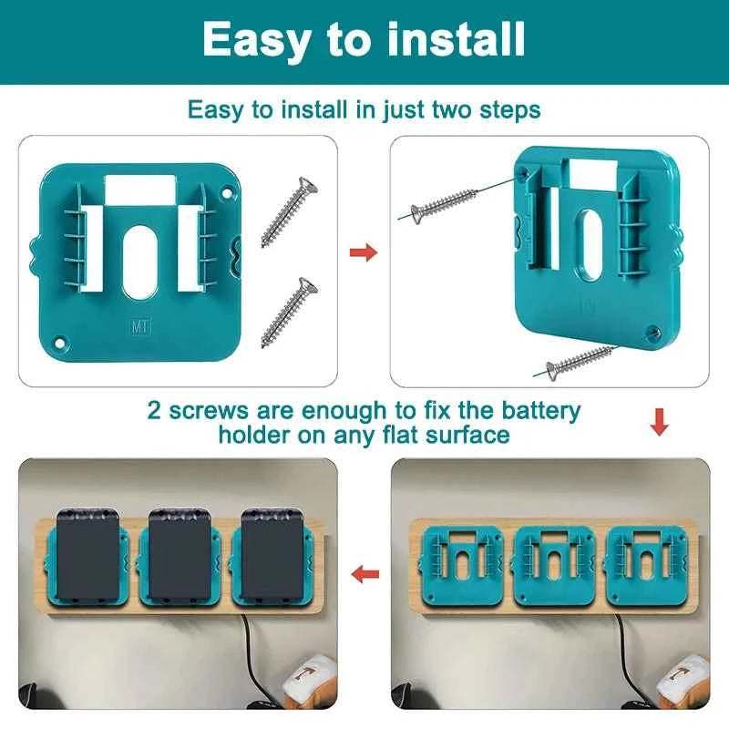 Dewalt/Makita/Milwaukee Battery Storage Rack - 5/10 Pack Wall Mount Bracket for 14.4V & 18V Li-ion Batteries