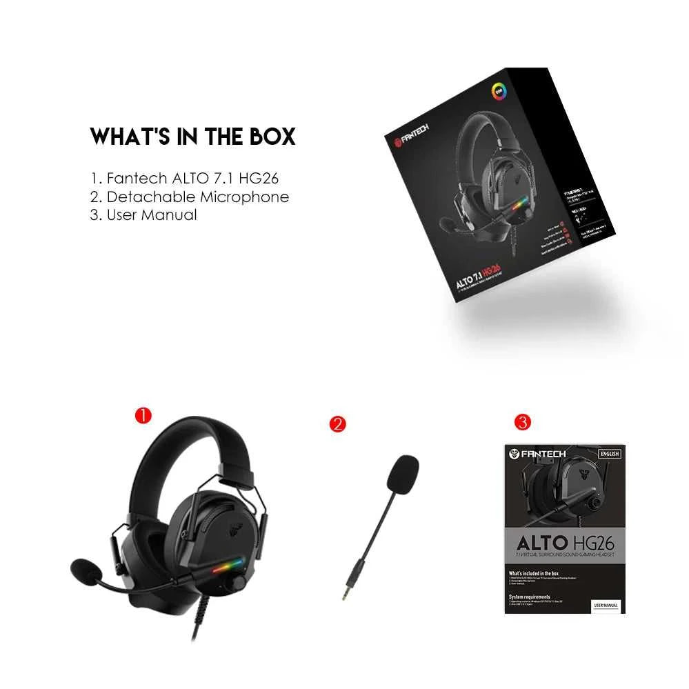 FANTECH ALTO 7.1 HG26 Gaming Headset Witch Noise Cancelling Detachable Microphone Surround Sound RGB Wired USB Headphone For PC The jack market .AU The jack market .AU Accessories Electronics $ 104 14:193