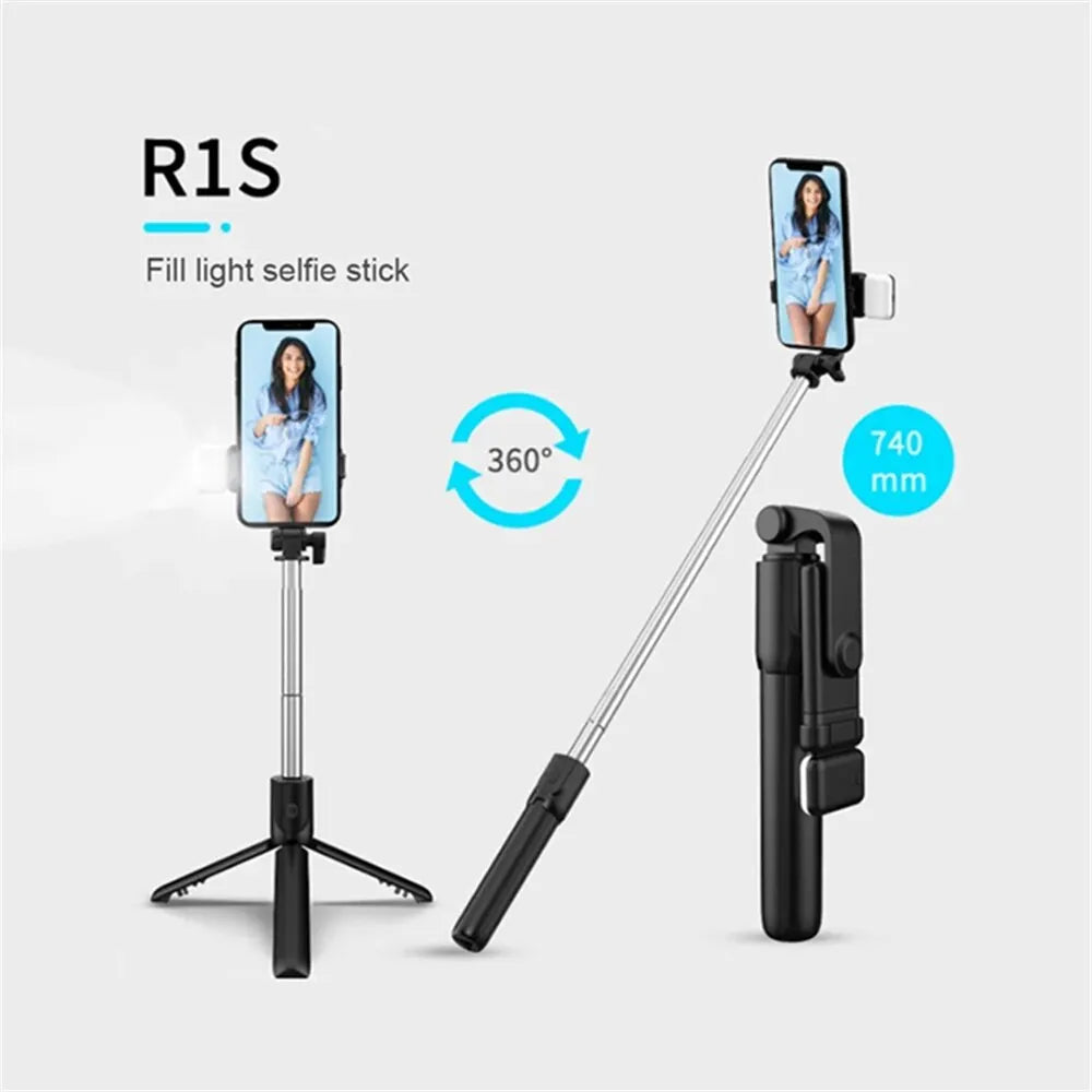 Portable Bluetooth Selfie Stick Tripod Holder with Remote Shutter Fill Light Extendable Wireless Remote Retractable Phone Stand - Jack market 1988Jack Market 1988