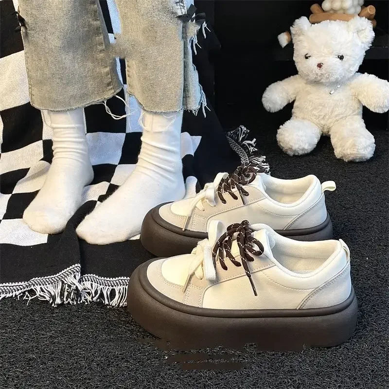 Fashion 2025 Round Toe Lace Up Women's Shoes Offers Trends Original 39 Walking Y2k New Aesthetic Cheap Ladies Footwear On Sale