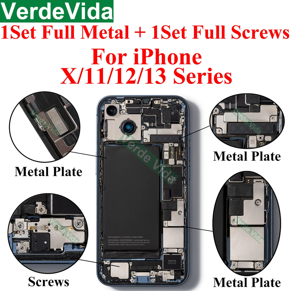 iFixit Metal Bracket Shield Plate Set for iPhone X/XS/XR/11/12/13 Pro Max - Full Inside Screws Replacement