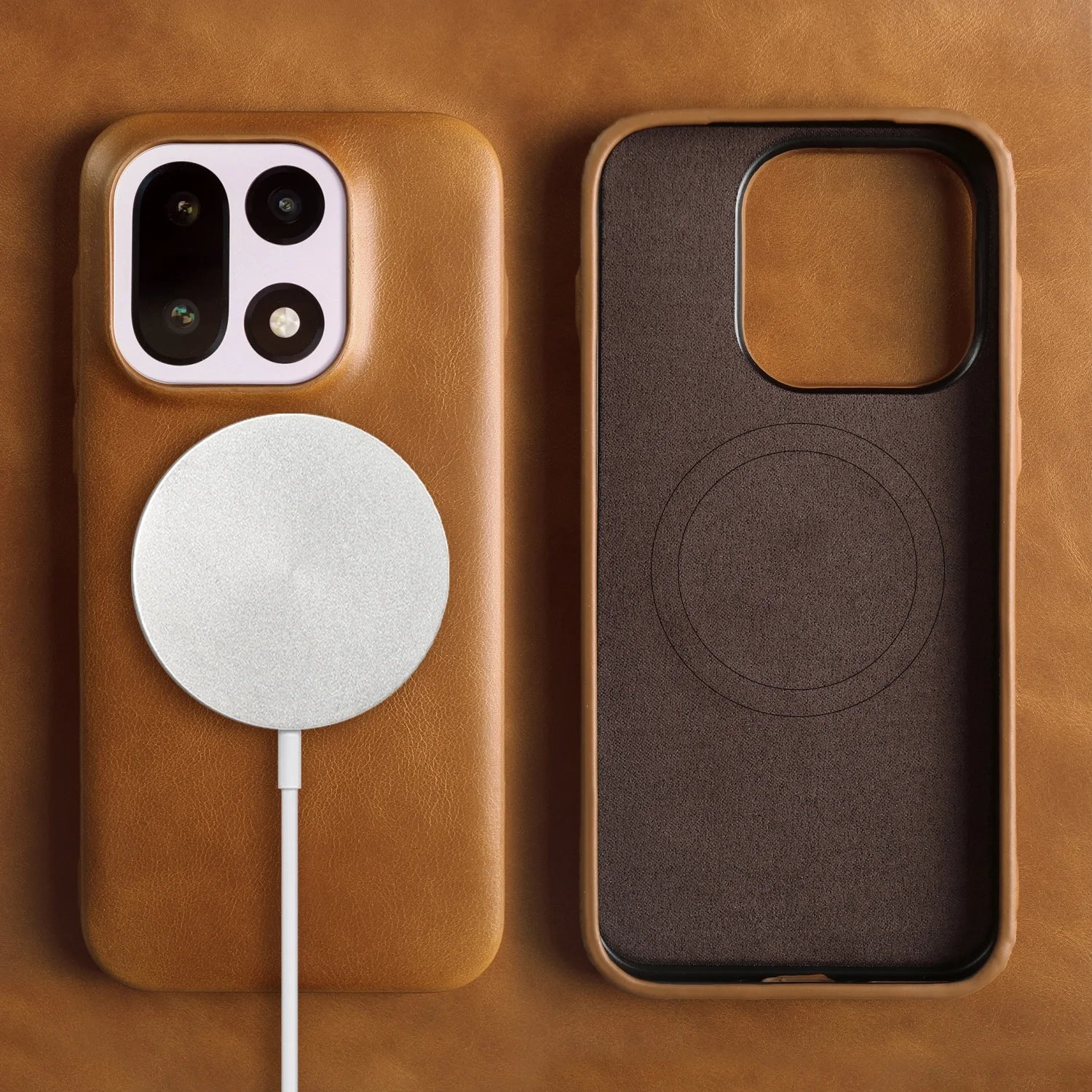 Luxury Magnetic Genuine Leather Case For Oneplus 15 11 12R 13R 10Pro Ace5 Pro Full Wrapped for Magsafe Back Cover Phone Cases