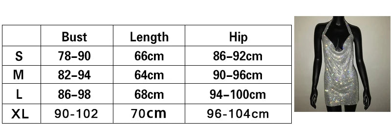 Bling Backless Rhinestone Dress - Sexy Deep V Neck, Sleeveless, Side Split Halter for Nightclub & Party
