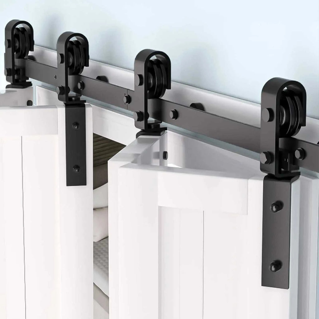 Heavy Duty Bi-Folding Sliding Barn Door Hardware Kit Quiet Side-Mounted Roller – 2/4 Bifold Doors For Closet Laundry Bedroom The jack market .AU The jack market .AU Home $ 150 14:350850#72in for 4 Doors;200007763:201336101