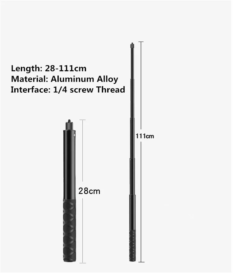 Motorcycle Bike Panoramic Monopod Bicycle Hidden Selfie Stick for GoPro 13 12 11 10 9 8 Insta360 X4 X3 Action Camera Accessory