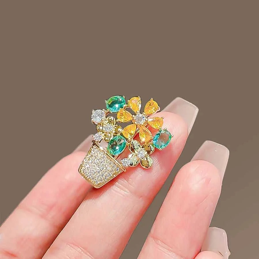 Delicate Zirconia Flower Brooches Elegant Multicolor Crystal Vase Beautiful Flowers Collar Pin Jewelry Gift Accessories Corsage The jack market .AU The jack market .AU Jewellery & Chains $ 52 200001033:347#XZ27