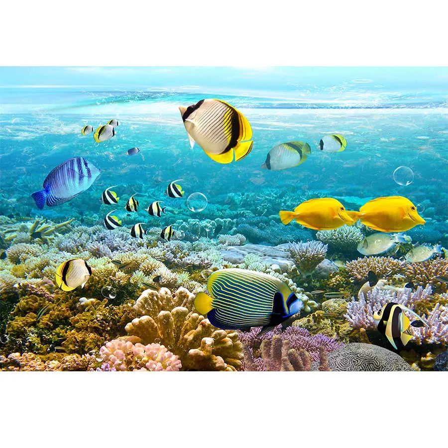 Underwater World Dolphin Coral Seaweed Seabed Aquarium Theme Photography Background Children Birthday Party Decor Backdrop