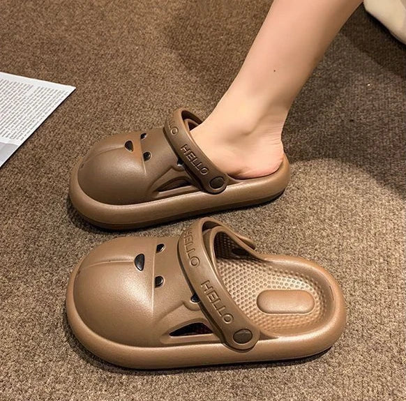 Shoes for Women 2025 Kawaii Cute Woman Slippers Round Toe Animal Cartoon Sandals Anime Slides Home Men Summer Mules House Indoor