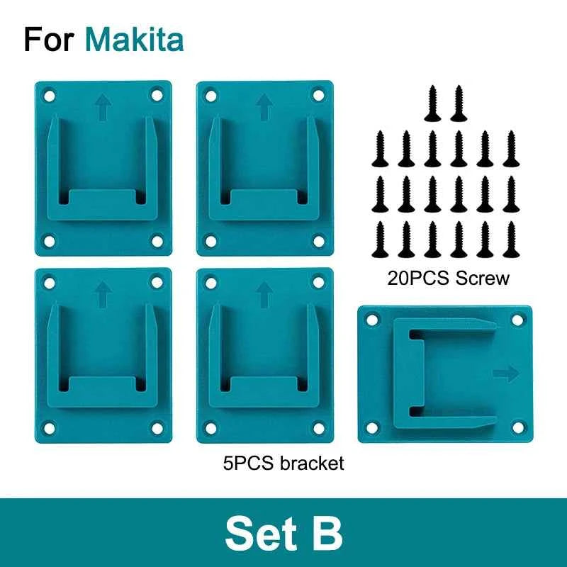Dewalt/Makita/Milwaukee Battery Storage Rack - 5/10 Pack Wall Mount Bracket for 14.4V & 18V Li-ion Batteries
