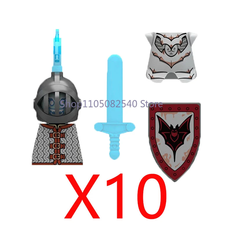 MOC Military Soldier Movie Character Building Blocks Accessories Medieval Castle Knight Helmet Shield Mini Brick Gift Toy E008