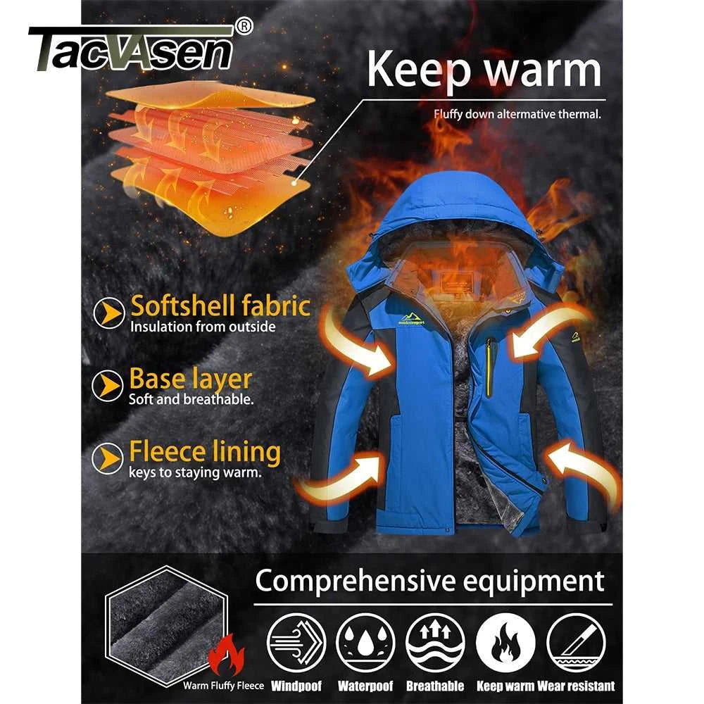 TACVASEN Men's Waterproof Ski Jacket Fleece Lining Warmth Parka Winter Snow Working Outdoors Hooded Coat Rain Shell Windbreaker The jack market .AU The jack market .AU Men Fashion $ 76 14:771#Blue;5:361385#CN 4XL (US L)