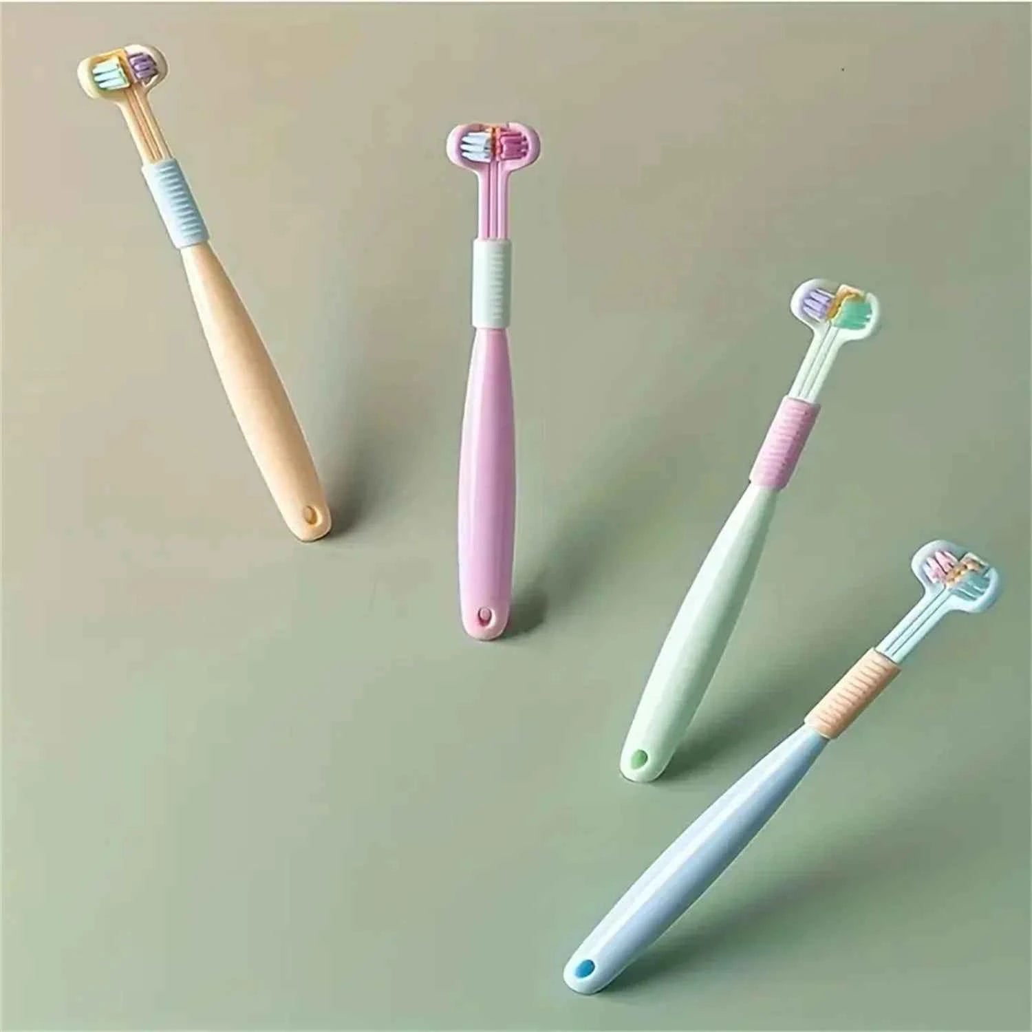 4pcs Soft Bristle 3-sided Toothbrush Gentle Clean Adult Teeth Brush for Complete Gum Care Autism Sensory Design Oral Health Tool