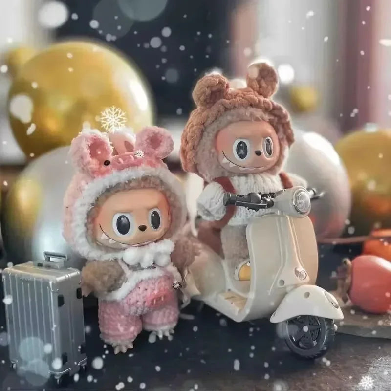 New Mini Electric Motorcycle Toy For Labubu Doll Accessories Fun Cute Doll Toys With Lights And Music Rotating Miniature Gift