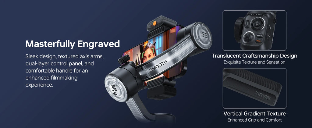 ZHIYUN Official SMOOTH 5S AI Smartphone Gimbal 3-Axis Gimbals Fill Light Phone Stabilizer for iPhone 15 Pro Max Android