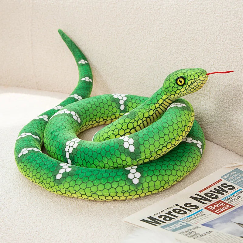 Realistic 190CM Rattlesnake Black Man Snake Bar Stuffed Plush Toys Funny Snake Doll Kids Mischievous Plush Dolls Festival Gifts