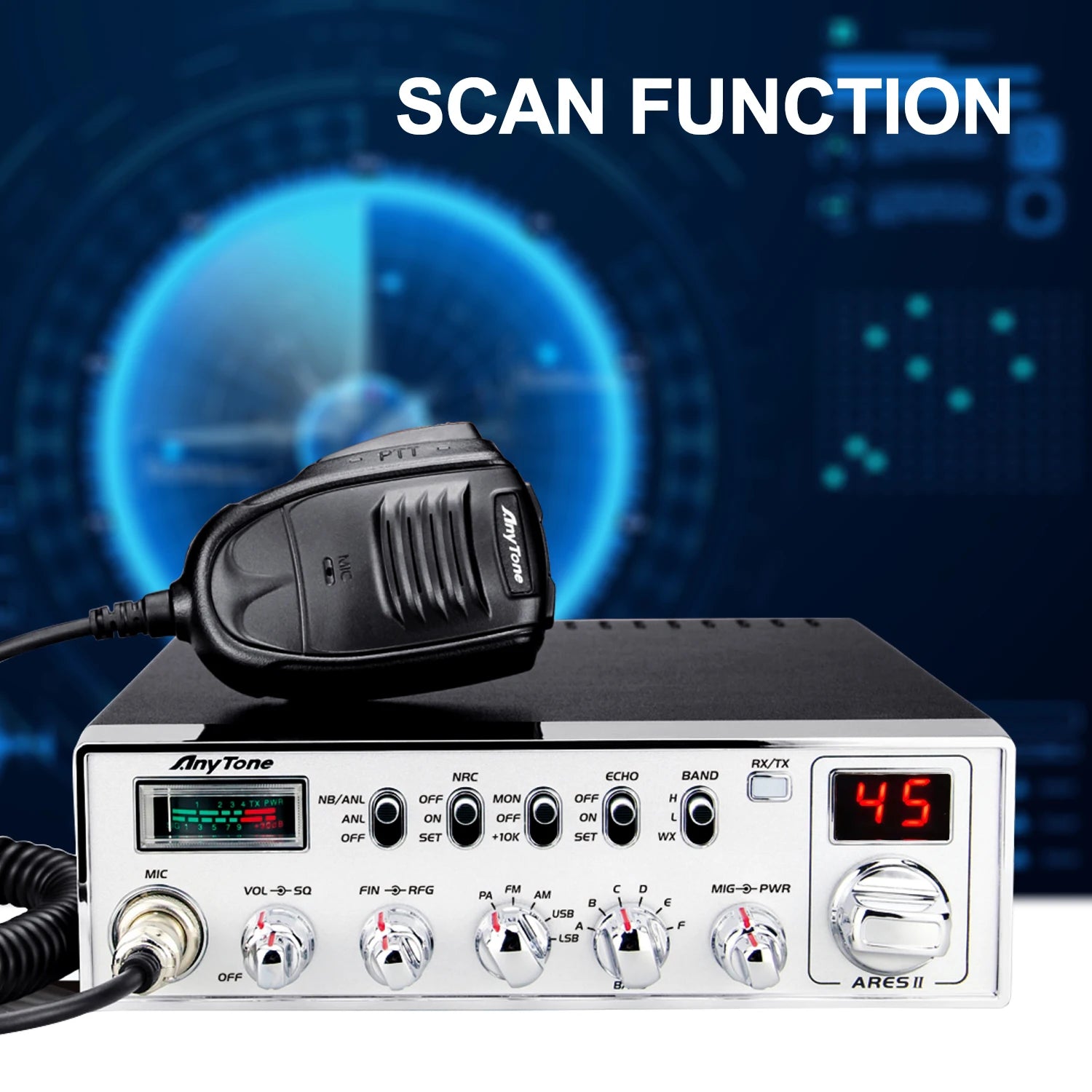 Anytone ARES II 10M SSB Walkie Talkie - 40W AM/FM/USB/LSB - Powerful CB Radio for Clear Communication
