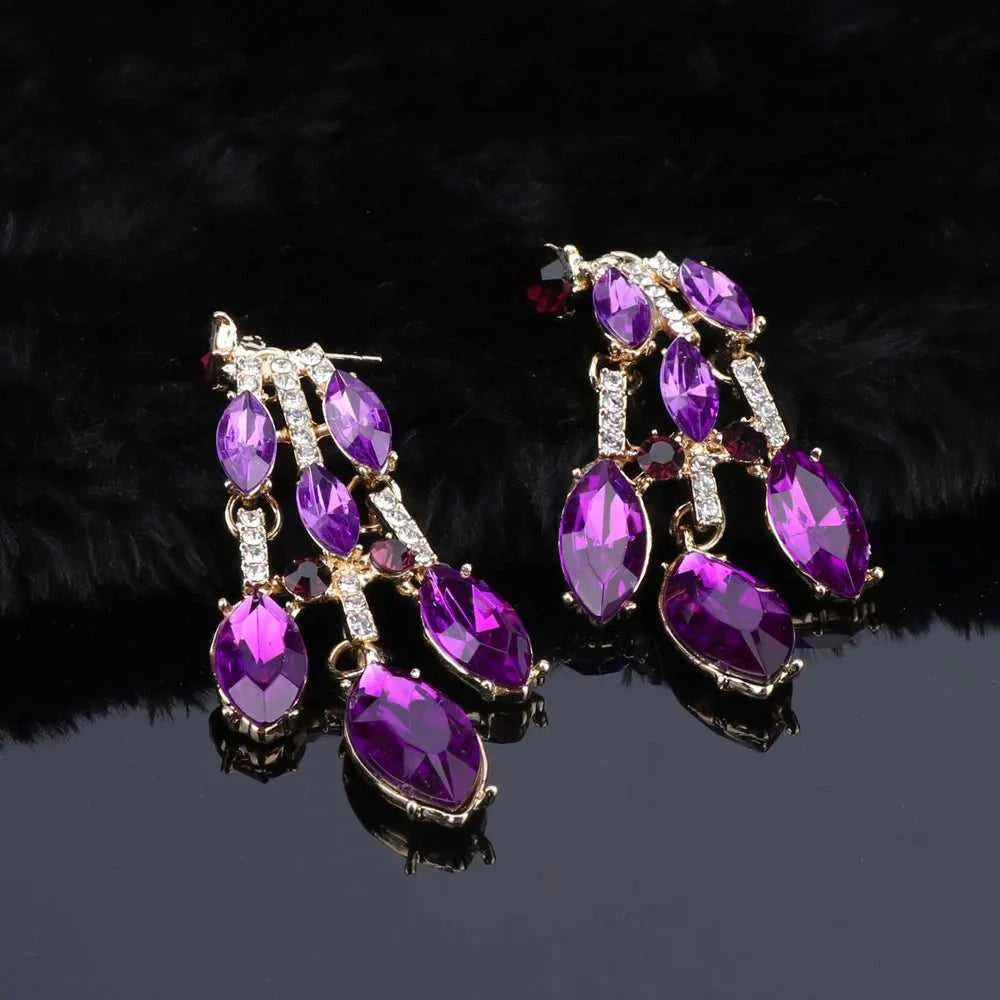 Crystal Bridal Jewelry Sets Wedding Party Costume Accessory Indian Necklace Earrings Set for Bride GorgeousJewellery Sets Women The jack market .AU The jack market .AU Jewellery & Chains $ 74 200001033:200003757#purple