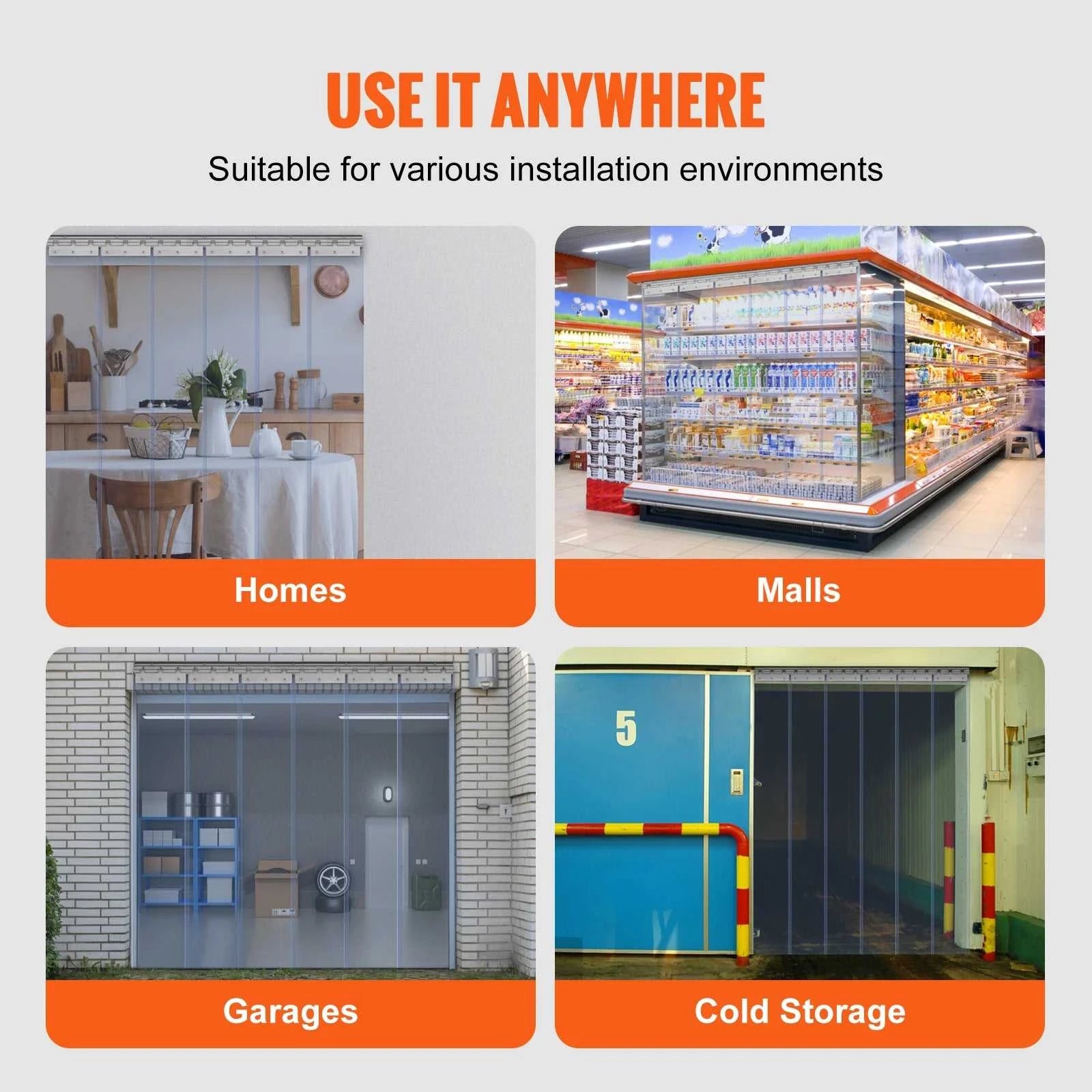 SucceBuy PVC Clear Strip Curtain 84" x 38"/48"/60" Plastic Windproof Door Freezer Curtain Hanging Strips for Warehouse Home The jack market .AU The jack market .AU Home $ 109 14:200002130#38x84in;200007763:201336105