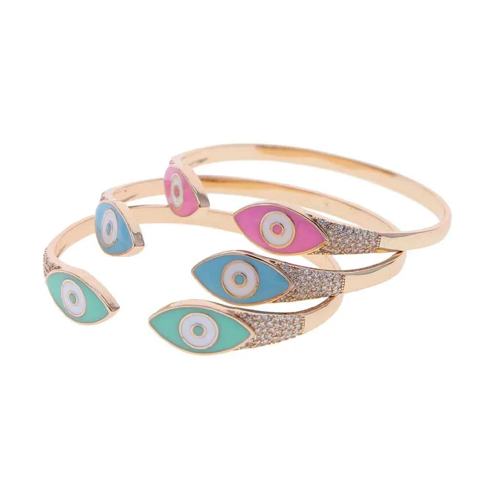 Turkish Evil Eye Pink Green Blue Enamel Cuff Bracelet for Women Paved White Cz Rose Gold Plated Color Bangles Fashion Jewelry The jack market .AU The jack market .AU Jewellery & Chains $ 57 166:202711811;200001034:361180#Pink