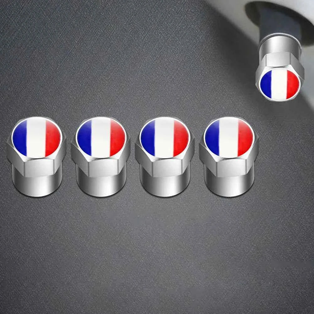 4PCS France Flag Car Wheel Air Cover Dust Proof Car Air Valve Stem Caps for Peugeot Citroen Opel Renault