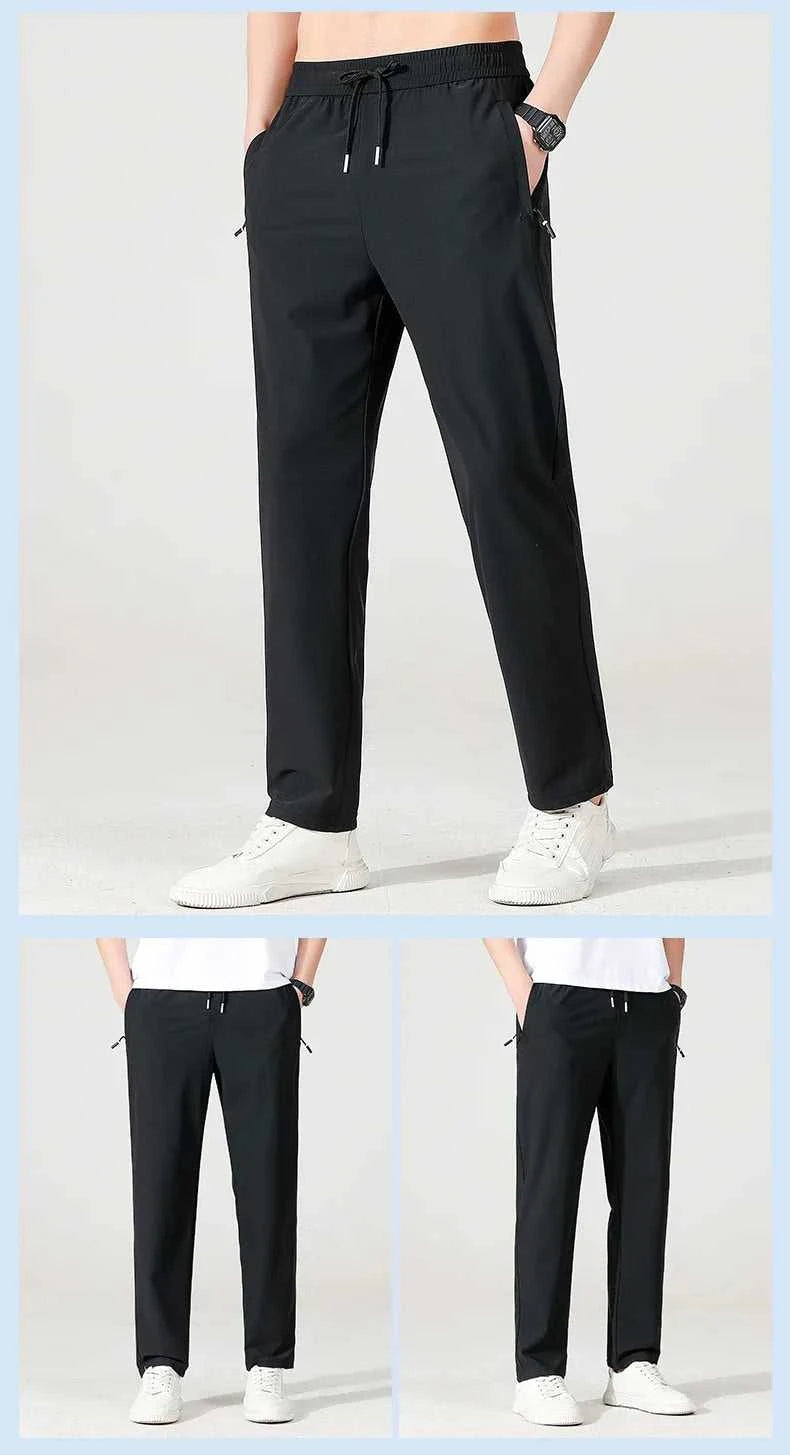 Ice Silk Men's trousers 2024 summer black-and-gray thin style business casual pants outdoor stretch breathable straight leg loos The jack market .AU The jack market .AU Men Fashion $ 51 14:175#qianhui;200007763:201336106;5:200661035