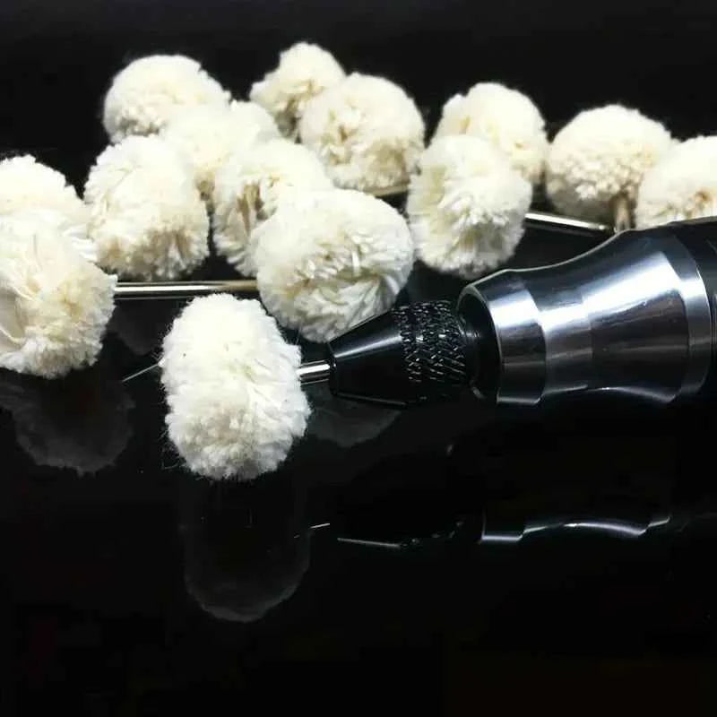 Wool Buffing Wheel Set – 10/20/30pcs 3mm Shank for Smooth Polishing on Stone, Metal & Nonmetal Surfaces