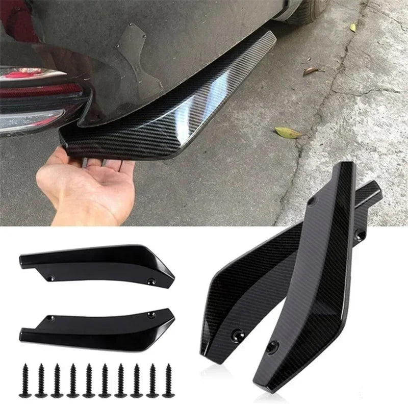 Car Front Rear Anti-collision Corner Protection Universal Carbon Fiber Gloss Black Bumper Strip Rear Spoiler Modification Parts
