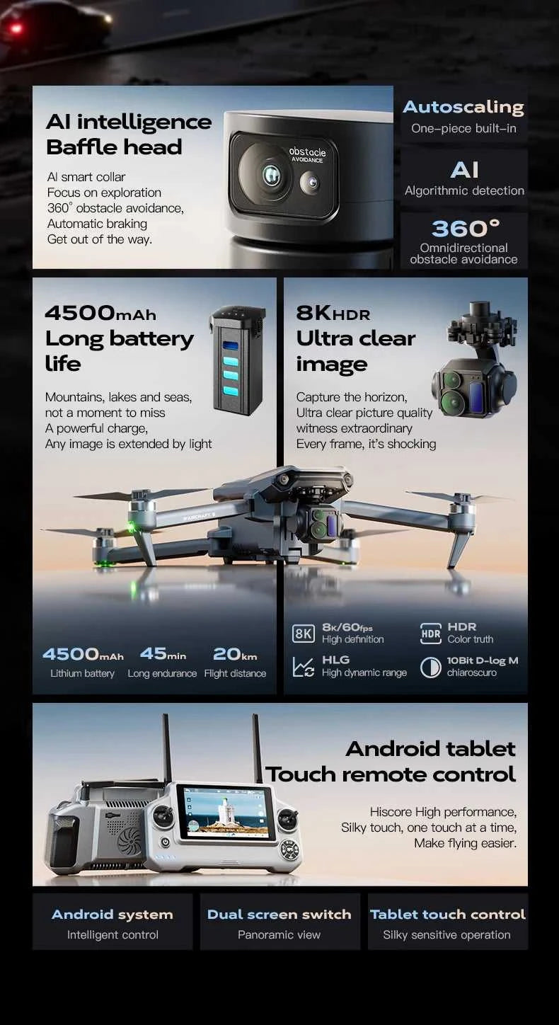 New Wing 6 Screen Controlled Drone 8K Camera 3-axis Gimbal GPS Brushless Obstacle Avoidance Foldable Quadcopter Dron RC Toys The jack market .AU The jack market .AU Drones $ 473 14:29#WING 6