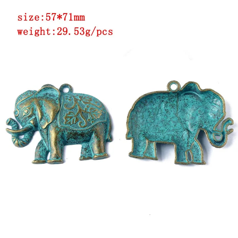 2pcs/lot Verdigris Patina Elephant/Heart/Leaf/Flower/Dragonfly/Butterfly/Swirl/Wing Pattern Pendant Fashion Jewelry Material