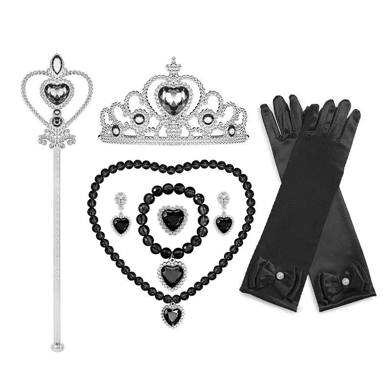 Girls Princess Dress Accessories Gloves Wand Crown Jewelry Set Princess Wig Braid Princess Dress Costume Cosplay Accessories