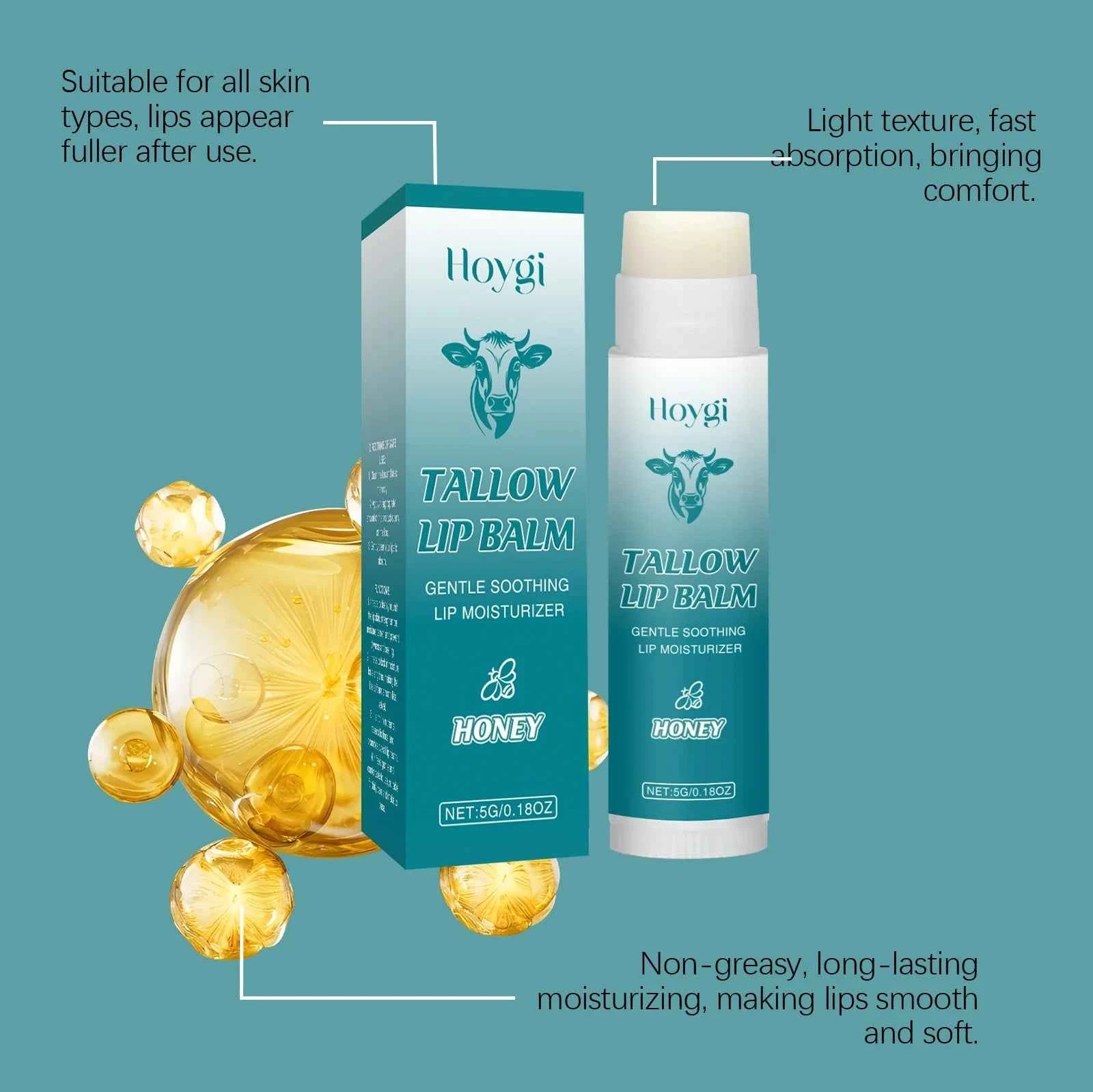 Nourish Tallow Lip Balm – Deep Moisturizing Care for Soft, Plump Lips, Gentle Exfoliation & Reduced Lip Lines