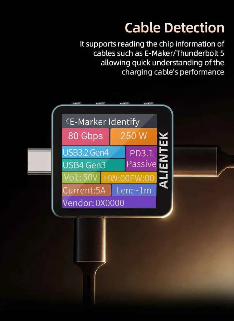ALIENTEK USB Tester C2 Digital Voltmeter Charging Power Detector PD3.2 Battery Tester Fast Charge Detection Trigger