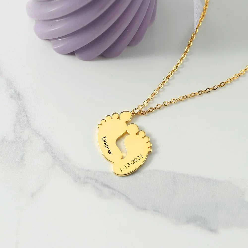 Personalized Engraved Name Necklace For Baby Custom Stainless Steel Foot Pendant Necklace New Born Gift The jack market .AU The jack market .AU Jewellery & Chains $ 51 200000783:200013902#Engrave;200001034:361181