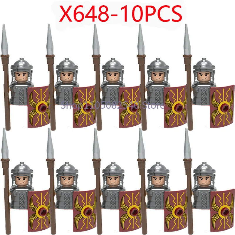 MOC Military Soldier Movie Character Building Blocks Accessories Medieval Castle Knight Helmet Shield Mini Brick Gift Toy E008