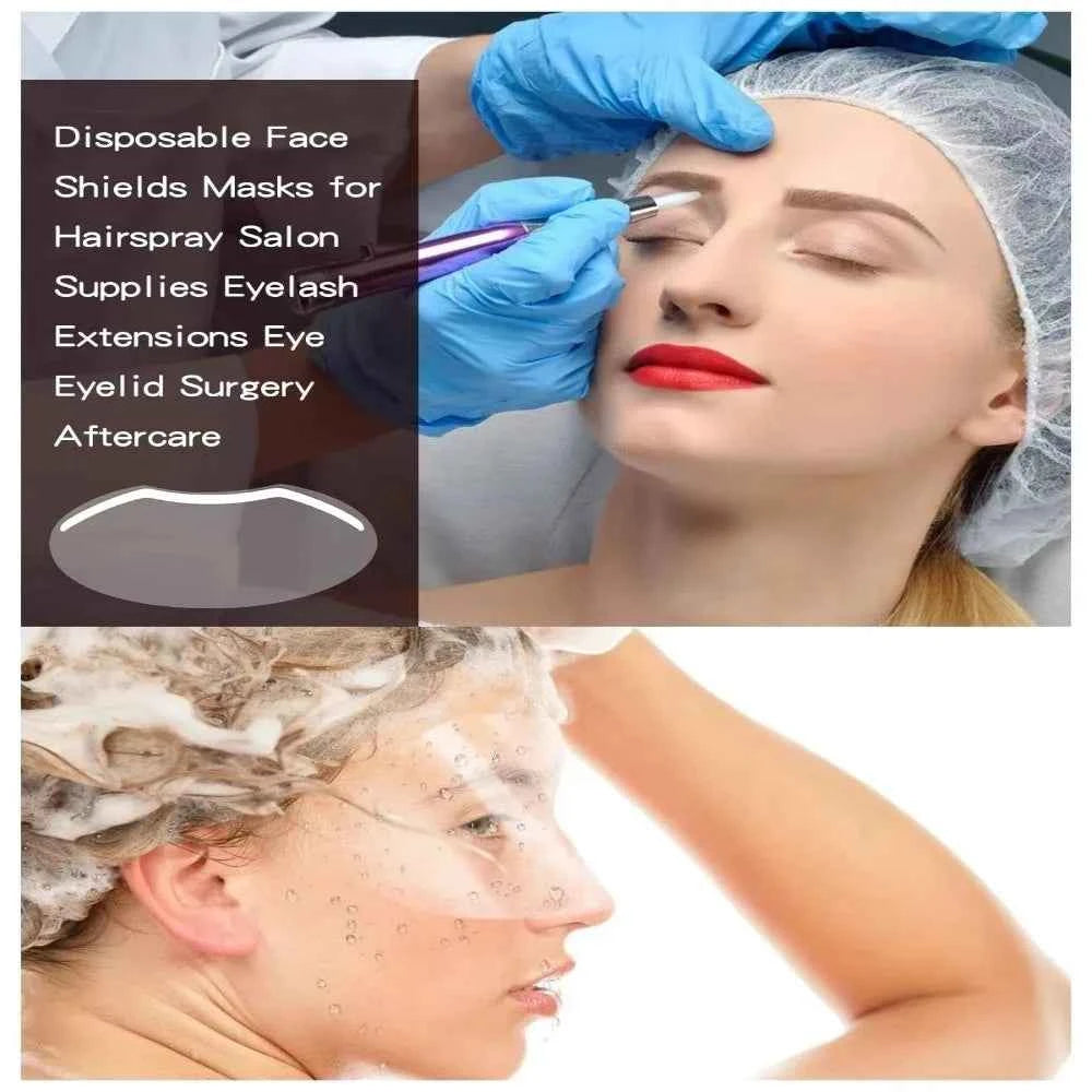 50pcs Clear Plastic Face Shields – Ultimate Makeup & Haircut Protection for Professionals