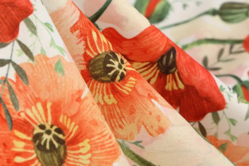 Vintage Charm Summer Midi Dress - Cute Print, Ruched Bust, High Waist for Effortless Beach Style