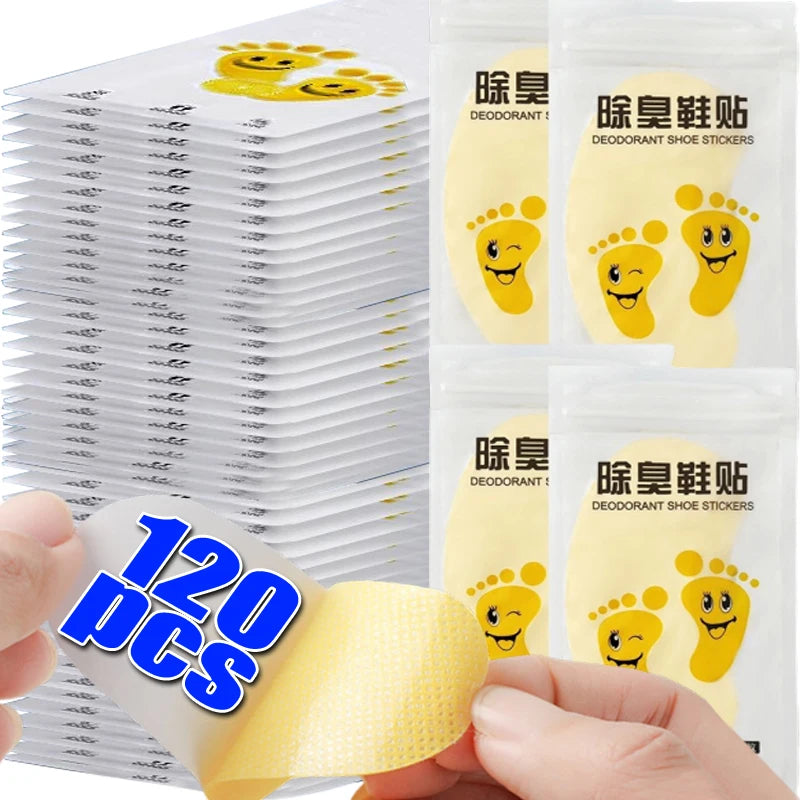 12/120Pcs Shoes Deodorant Sticker Deodorant Foot Odor Sneaker Smell Fresh Fruity Aroma Insole Sterilization Sticker Wholesale