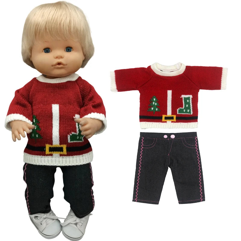 Nenuco 17-Inch Baby Doll Dress - Festive Christmas Tree Design with Red & Green Skirt for 40cm Dolls