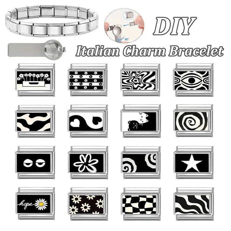 Creative Black Series Cute Rabbit Cat Heart Star Eye Lips Italian Charm Links Fit 9mm Stainless Steel Bracelet DIY Making Gifts The jack market .AU The jack market .AU Jewellery & Chains $ 52 200001034:200003757#A14;200007763:201336100