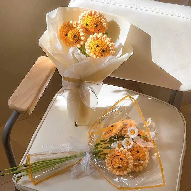 Sunflower Crochet Flower Artificial Hand Woven Flowers Finished Girasol Crochet Plants Wedding Guest Gifts Desktop Decoration The jack market .AU The jack market .AU $ 23 14:200013901#S27