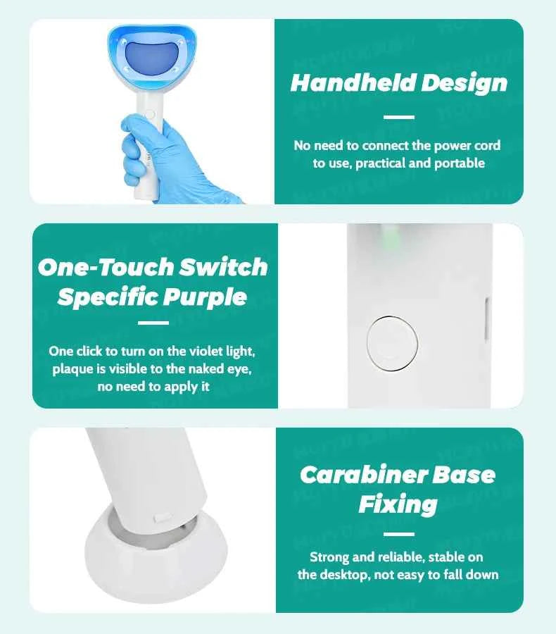 BrightSmile Plaque Detector - Portable Tool for Effortless Home Oral Hygiene for Adults & Kids