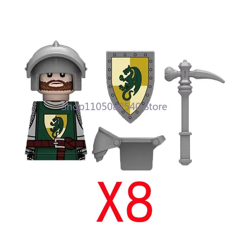 MOC Military Soldier Movie Character Building Blocks Accessories Medieval Castle Knight Helmet Shield Mini Brick Gift Toy E008
