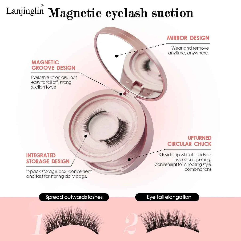 Lanjinglin Magnetic Eyelashes with Tweezer – Effortless Glam, No Glue, Soft & Natural Look, 2 Pairs