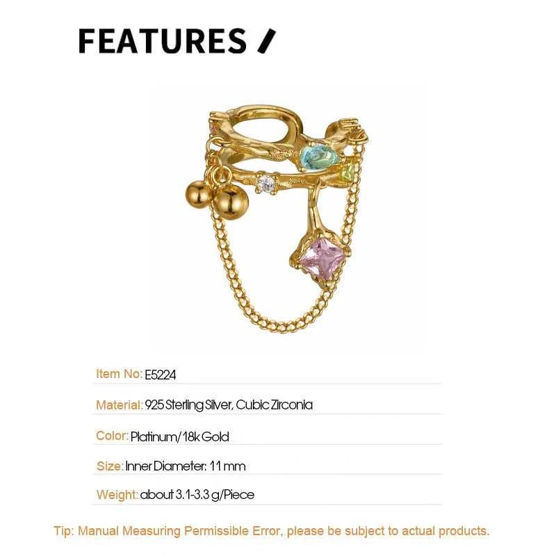 F.I.N.S 1PC Trend S925 Sterling Silver Clip Earrings without Ear Hole Layered Bead Ball Square Zircon Chain Pendants Earcuff The jack market .AU The jack market .AU Jewellery & Chains $ 108 200001034:5740#1PC Gold E5224