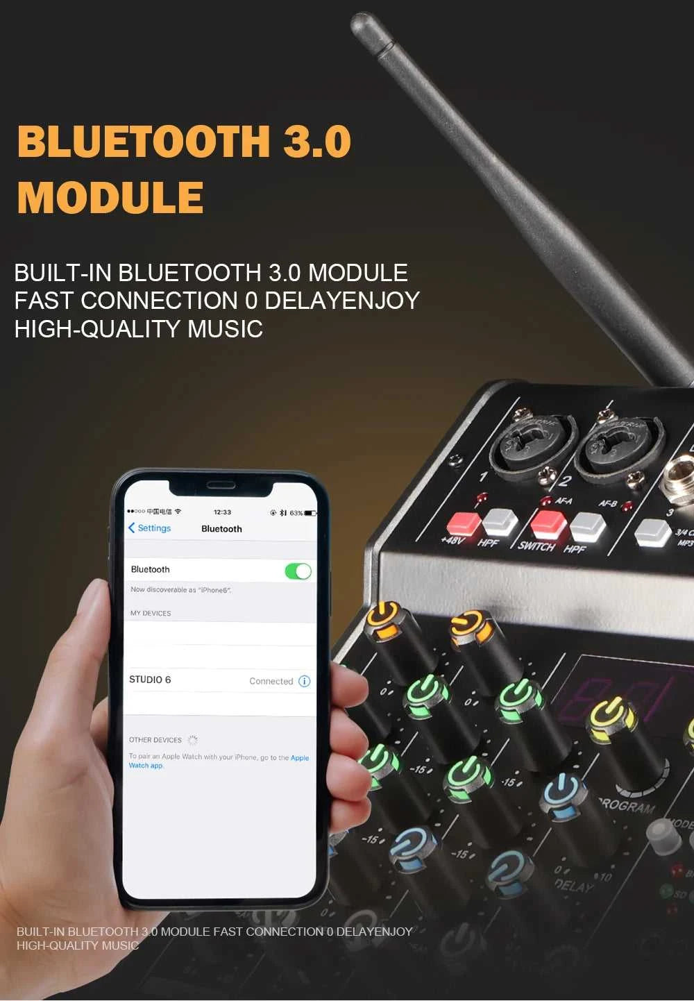 Audio Sound Mixer with Microphone G-MARK Studio 6 Bluetooth Portable DJ Console+48V USB Interface Mixing Boards For Live The jack market .AU The jack market .AU Accessories Electronics $ 115 <none>