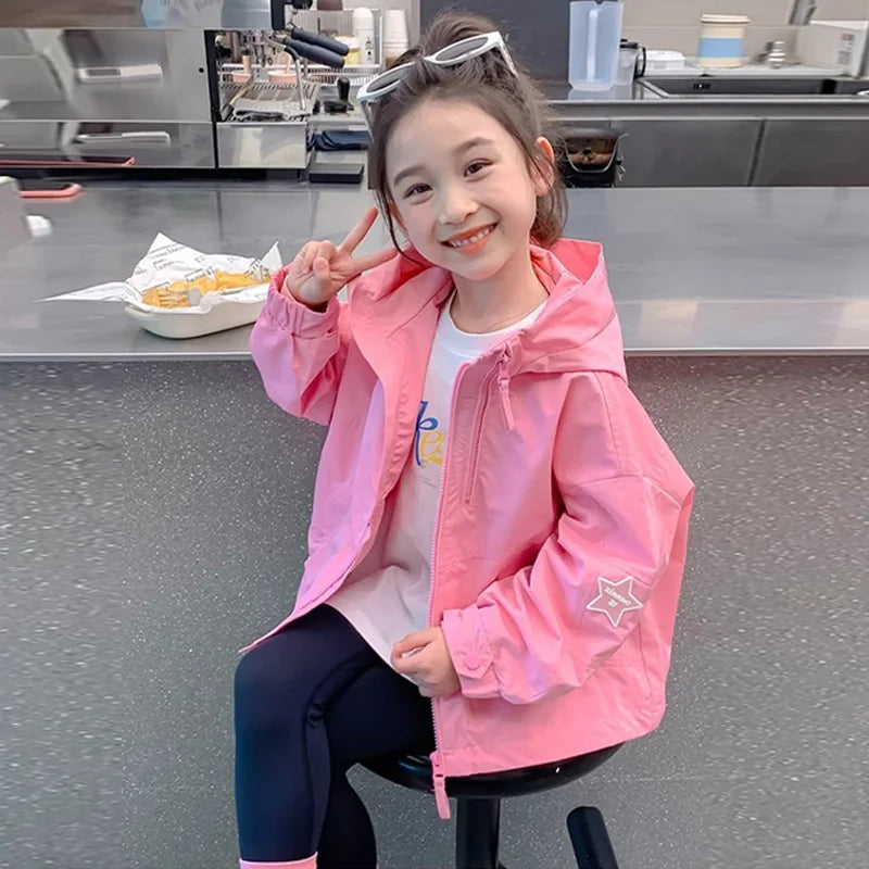 New Girl's Jacket Spring Children Hooded Coats Kids Autumn Fashion Clothes Outerwear Children's Casual Windbreaker Jackets