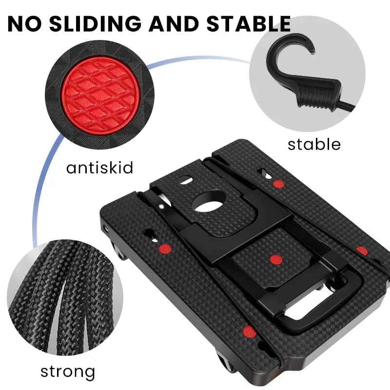 AIRAJ Heavy-Duty Folding Hand Truck - 110lbs Capacity, 4-Wheel Dolly with Ropes for Effortless Moving